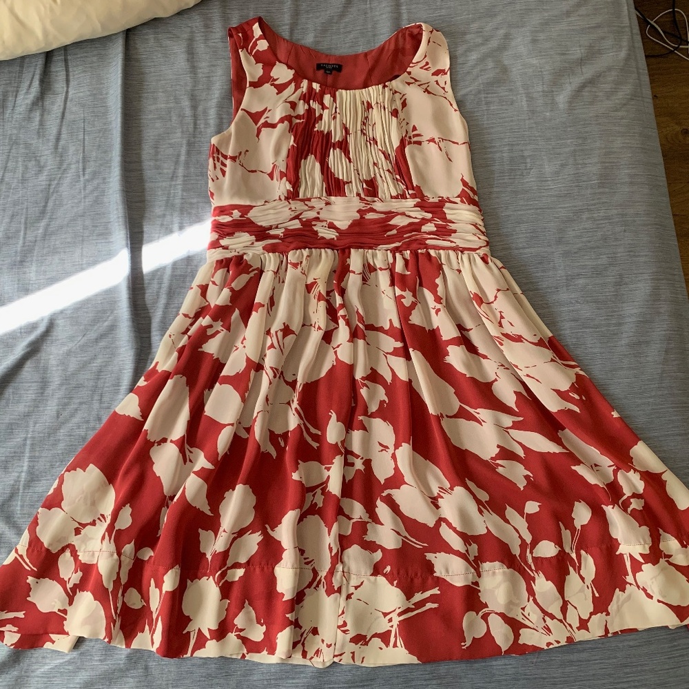 Talbots Red Floral Watercolor Dress Size 10P